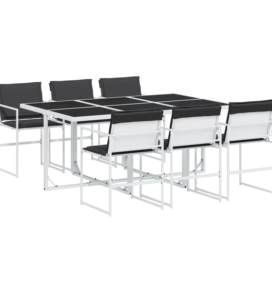 7-tlg. Garten-Essgruppe mit Kissen Weiß Textilene