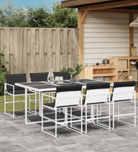 7-tlg. Garten-Essgruppe mit Kissen Weiß Textilene