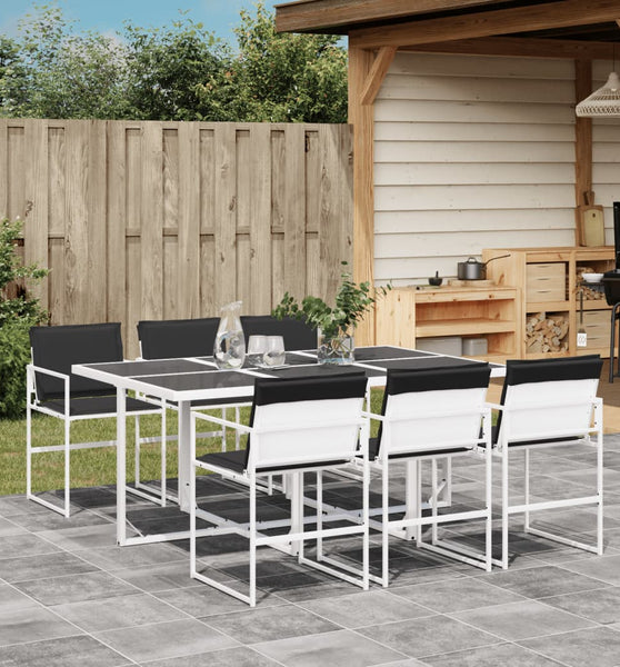 7-tlg. Garten-Essgruppe mit Kissen Weiß Textilene