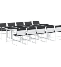 11-tlg. Garten-Essgruppe mit Kissen Weiß Textilene