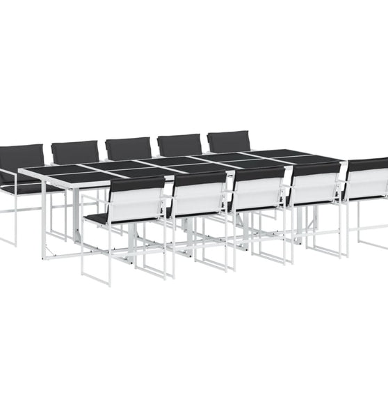 11-tlg. Garten-Essgruppe mit Kissen Weiß Textilene