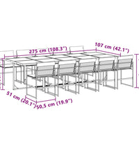 11-tlg. Garten-Essgruppe mit Kissen Weiß Textilene