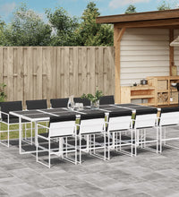 11-tlg. Garten-Essgruppe mit Kissen Weiß Textilene