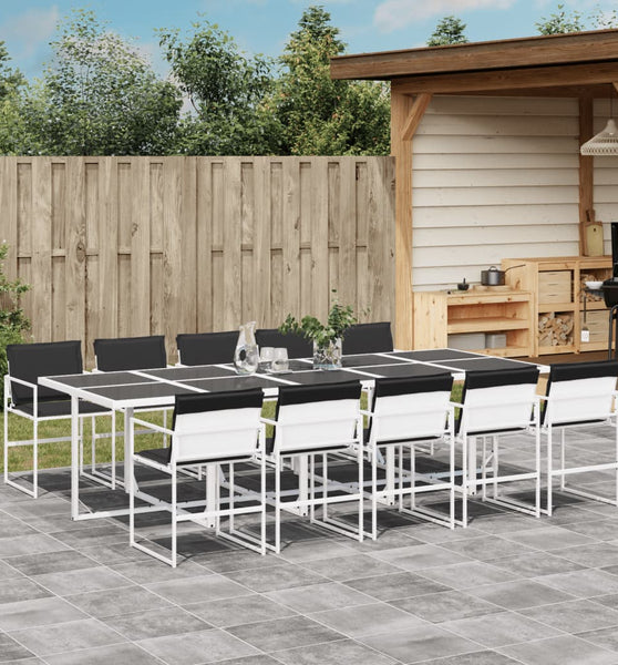 11-tlg. Garten-Essgruppe mit Kissen Weiß Textilene