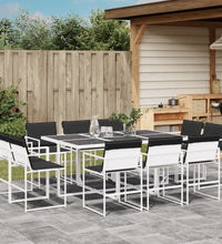 11-tlg. Garten-Essgruppe mit Kissen Weiß Textilene
