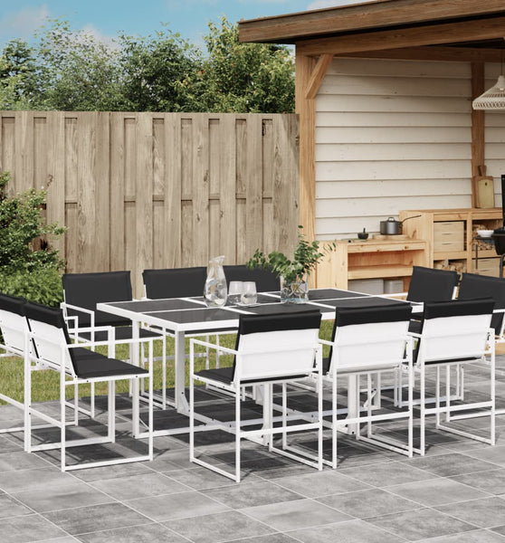 11-tlg. Garten-Essgruppe mit Kissen Weiß Textilene