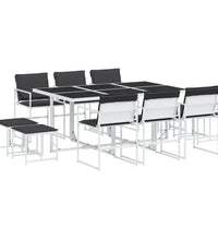 11-tlg. Garten-Essgruppe mit Kissen Weiß Textilene