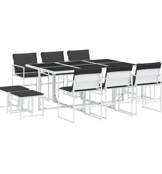 11-tlg. Garten-Essgruppe mit Kissen Weiß Textilene