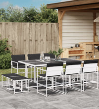 11-tlg. Garten-Essgruppe mit Kissen Weiß Textilene