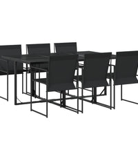 7-tlg. Garten-Essgruppe Schwarz Textilene