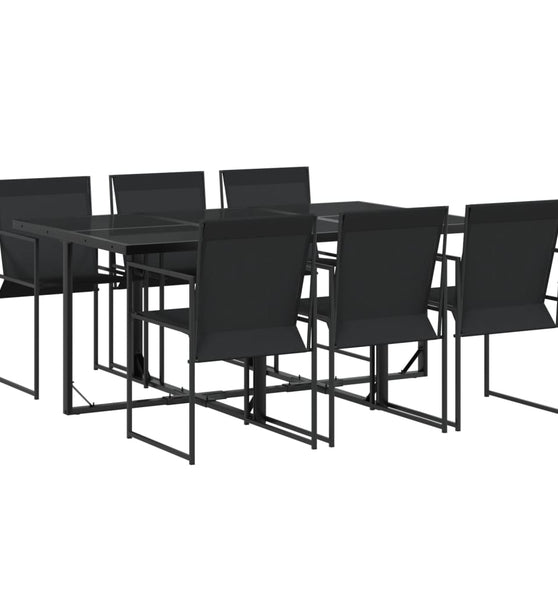 7-tlg. Garten-Essgruppe Schwarz Textilene