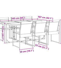 7-tlg. Garten-Essgruppe Schwarz Textilene