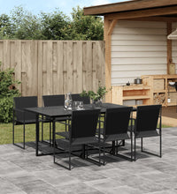 7-tlg. Garten-Essgruppe Schwarz Textilene
