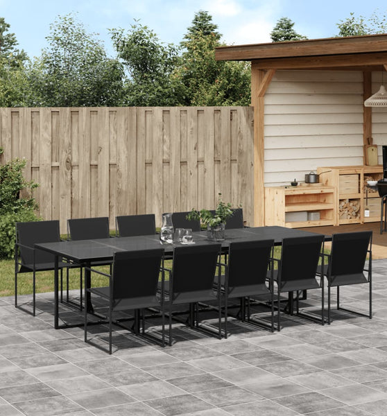 11-tlg. Garten-Essgruppe Schwarz Textilene