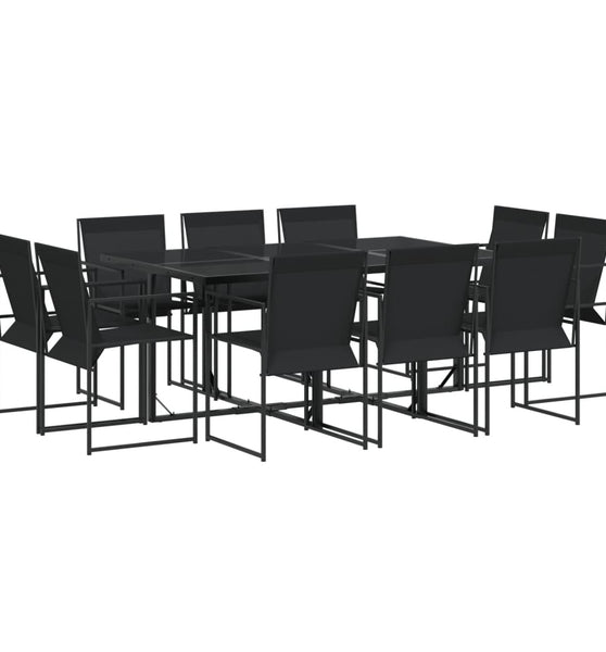 11-tlg. Garten-Essgruppe Schwarz Textilene