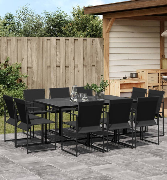 11-tlg. Garten-Essgruppe Schwarz Textilene