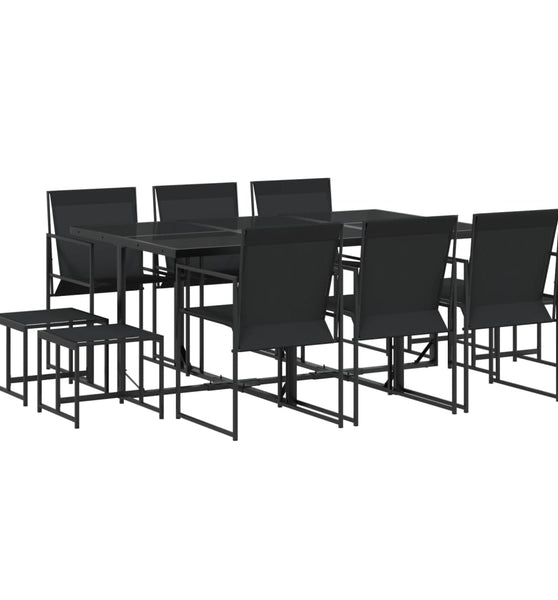 11-tlg. Garten-Essgruppe Schwarz Textilene