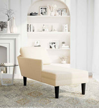 Chaiselongue mit Kissen Creme Cordstoff
