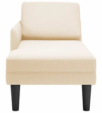 Chaiselongue mit Kissen Creme Cordstoff