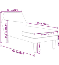 Chaiselongue mit Kissen Creme Cordstoff