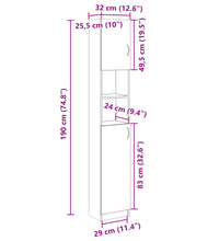 Badezimmerschrank Sonoma-Eiche 32x25,5x190 cm Holzwerkstoff