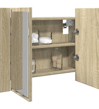 LED-Spiegelschrank Sonoma-Eiche 60x12x45 cm Holzwerkstoff