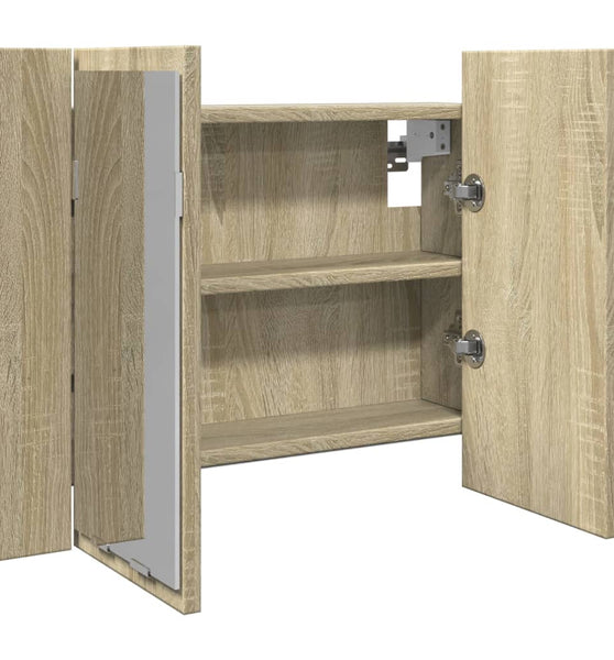 LED-Spiegelschrank Sonoma-Eiche 60x12x45 cm Holzwerkstoff