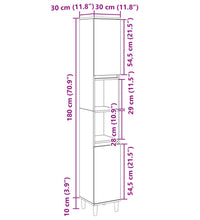 Badschrank Sonoma-Eiche 30x30x190 cm Holzwerkstoff