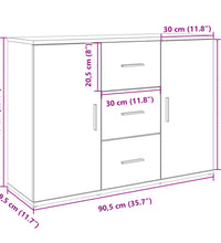 Sideboard Schwarz 90,5x29,5x65 cm Holzwerkstoff