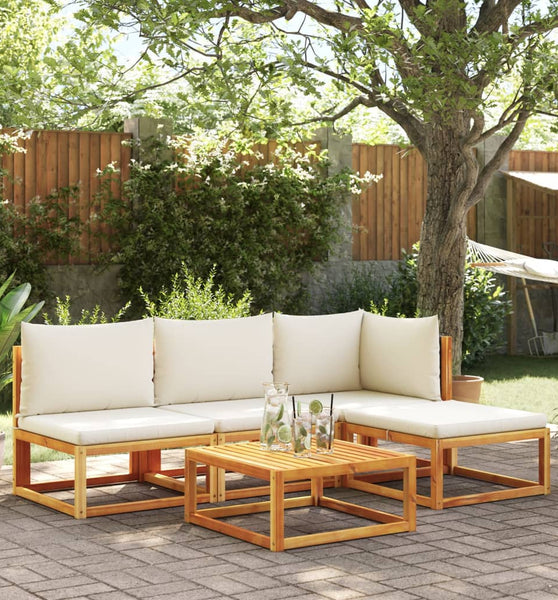 5-tlg. Garten-Sofagarnitur mit Kissen Massivholz Akazie