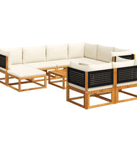 10-tlg. Garten-Sofagarnitur mit Kissen Massivholz Akazie