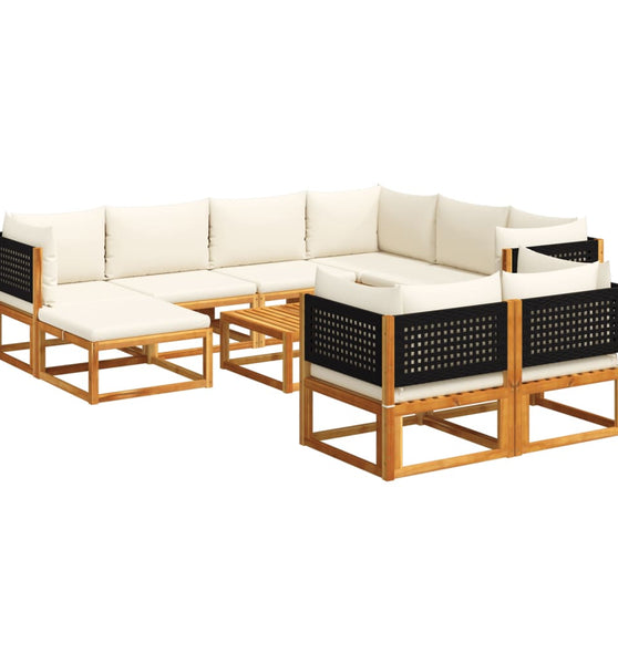 10-tlg. Garten-Sofagarnitur mit Kissen Massivholz Akazie