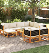 10-tlg. Garten-Sofagarnitur mit Kissen Massivholz Akazie