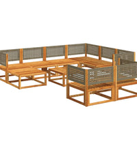 10-tlg. Garten-Sofagarnitur mit Kissen Massivholz Akazie