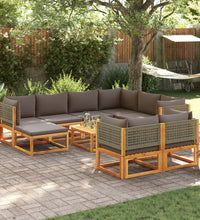 10-tlg. Garten-Sofagarnitur mit Kissen Massivholz Akazie