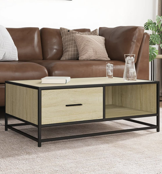 Couchtisch Sonoma-Eiche 90x57x35 cm Holzwerkstoff und Metall