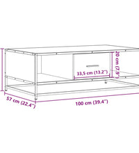 Couchtisch Sonoma-Eiche 100x57x35 cm Holzwerkstoff und Metall