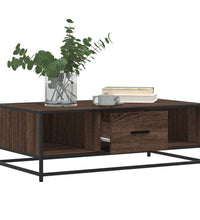 Couchtisch Braun Eichen-Optik 100x57x35 cm Holzwerkstoff Metall