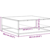 Couchtisch Schwarz 60,5x60,5x30 cm Holzwerkstoff und Metall