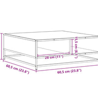 Couchtisch Sonoma-Eiche 60,5x60,5x30cm Holzwerkstoff und Metall