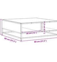 Couchtisch Schwarz 80x80x30 cm Holzwerkstoff und Metall