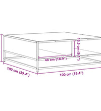 Couchtisch Schwarz 100x100x30 cm Holzwerkstoff und Metall