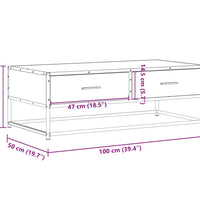 Couchtisch Grau Sonoma 100x50x35 cm Holzwerkstoff und Metall