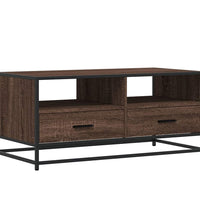 Couchtisch Braun Eichen-Optik 100x50x45 cm Holzwerkstoff Metall