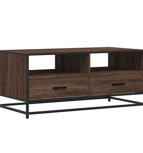 Couchtisch Braun Eichen-Optik 100x50x45 cm Holzwerkstoff Metall