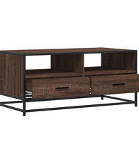 Couchtisch Braun Eichen-Optik 100x50x45 cm Holzwerkstoff Metall