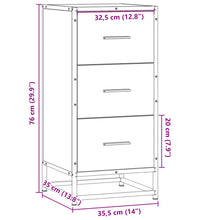 Sideboard Grau Sonoma 35,5x35x76 cm Holzwerkstoff und Metall