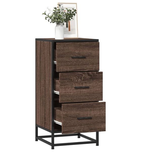 Sideboard Braun Eichen-Optik 35,5x35x76 cm Holzwerkstoff Metall