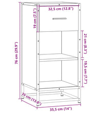 Sideboard Braun Eichen-Optik 35,5x35x76 cm Holzwerkstoff Metall