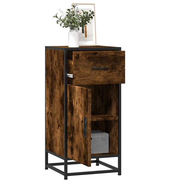 Sideboard Räuchereiche 35,5x35x76 cm Holzwerkstoff und Metall